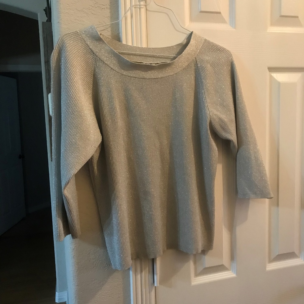 Claudia D Donna Silver silk Evening Blouse XL